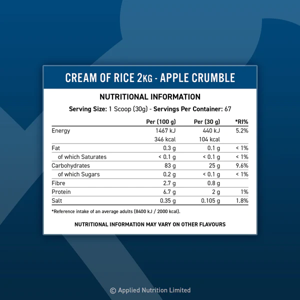 APPLIED NUTRITION CREAM OF RICE 2KG (67 SERVINGS) - Image 2