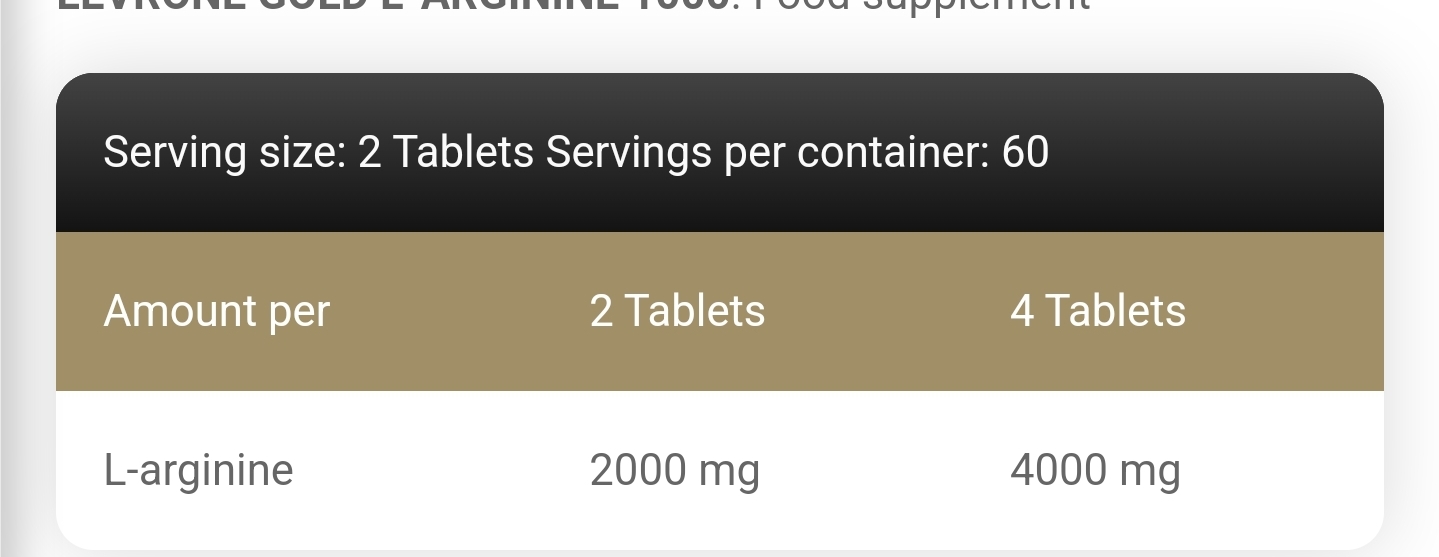 Kevin Levrone Gold L-Arginine 1000 120 Tablets - Image 2
