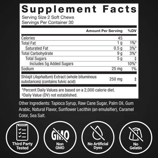 FORCE FACTOR SUPREME SHILAJIT Smoked Old Fashioned 60 Soft Chews - Image 5