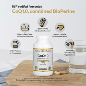 CoQ10 supplement 100 mg with BioPerine by California Gold Nutrition
