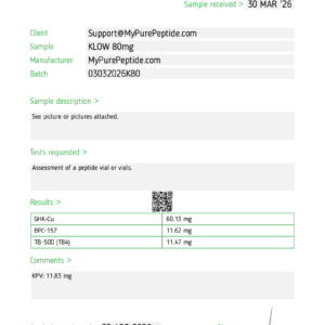 KLOW research compound 80mg by My Pure Peptide