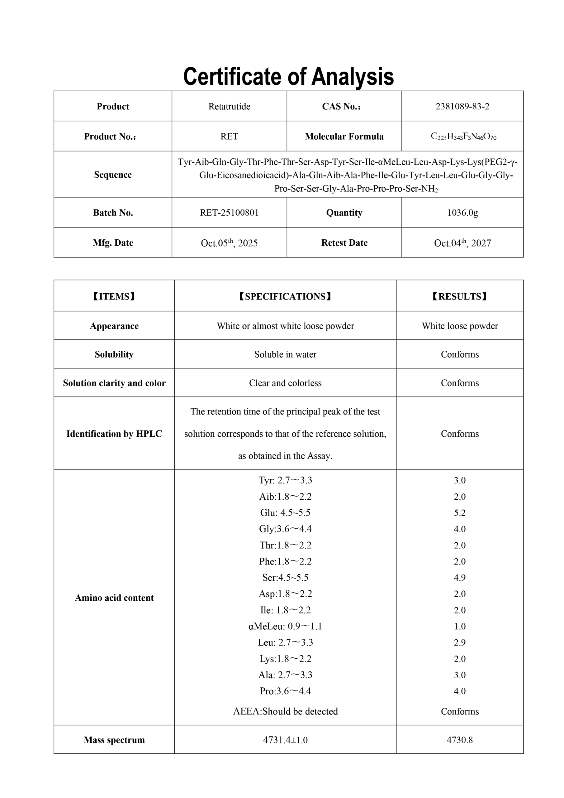 Retatrutide research compound 20mg by RCS Research