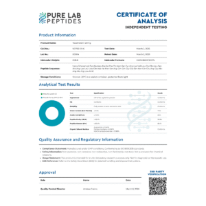 Tesamorelin research compound 20mg by Pure Lab Peptides
